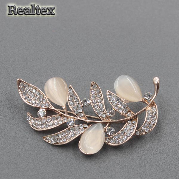 Брошь ювелирная Реалтекс R-080 "Веточка" цв.золото 