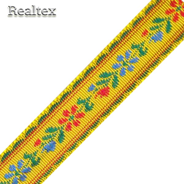 Тесьма жакардовая 18мм с1851г17 рис.8749 (25м) цв.желтый