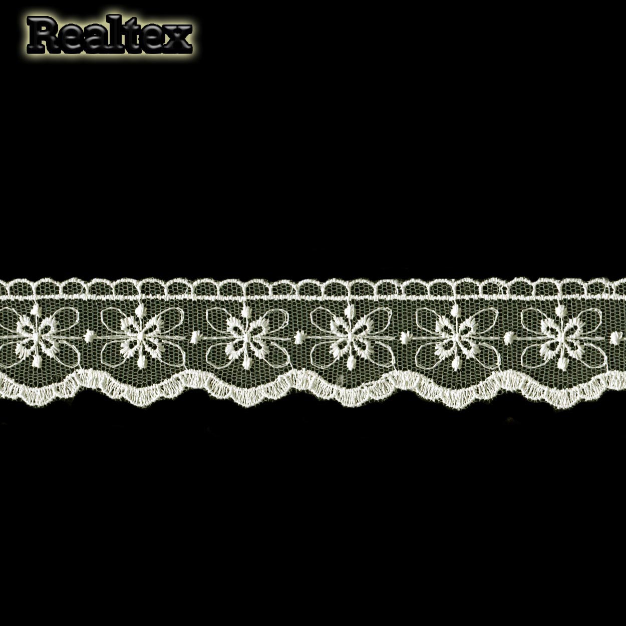 Кружево Реалтекс на сетке  33мм 4BE4015 (12м) цв.молочный