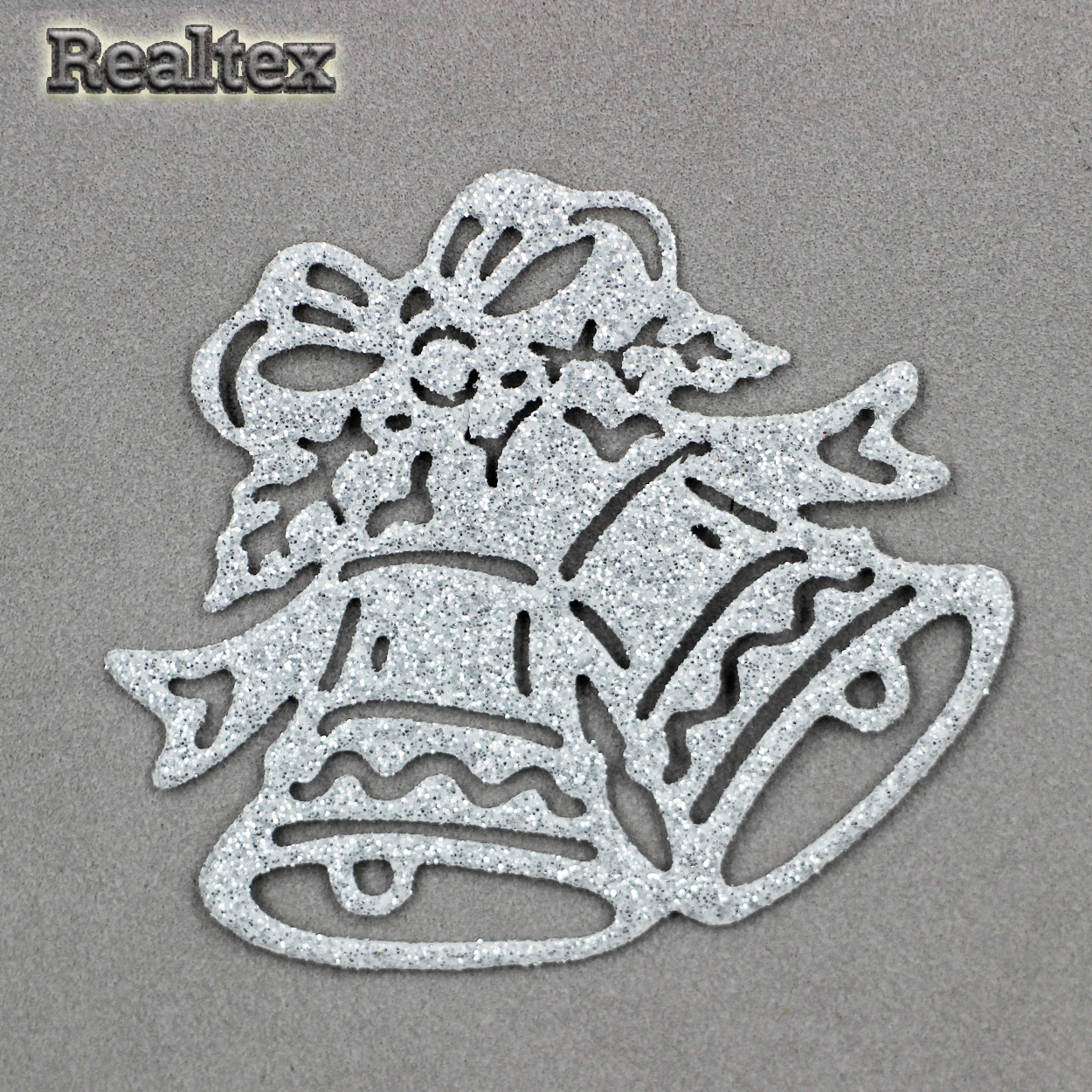 Набор "Колокольчики" из глиттерного фоамирана 65*70мм (3 шт) цв.серебро