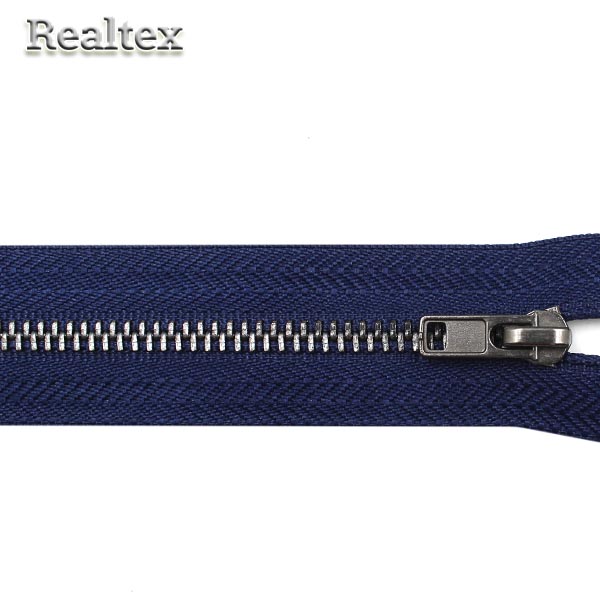 Молнии джинсовые Т.4 20см неразъёмная цв.черный никель/330 синий