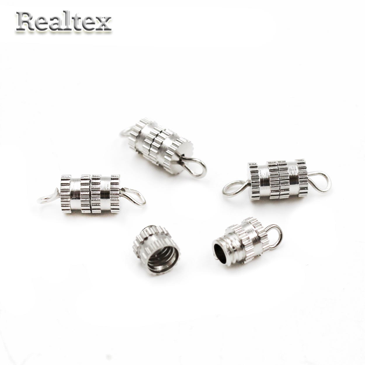 Застежка для бижутерии  "Realtex" R-4 винт 5*8мм (50шт) цв.серебро