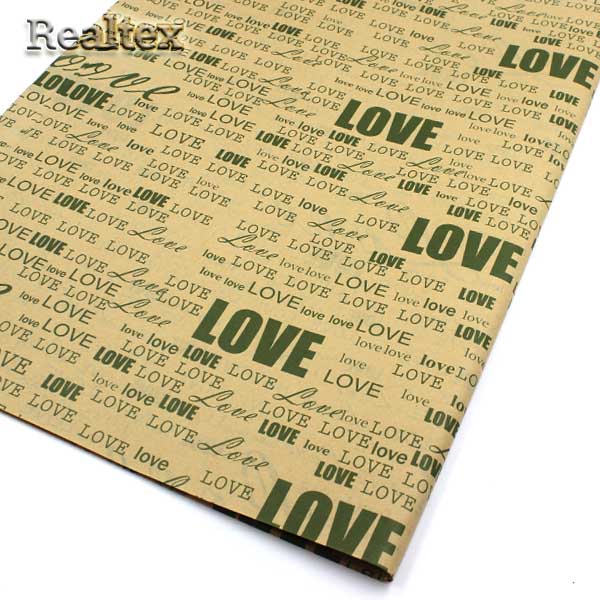 Бумага декоративная  Реалтекс R-12 газетная "Love" (10шт) цв.зеленый 
