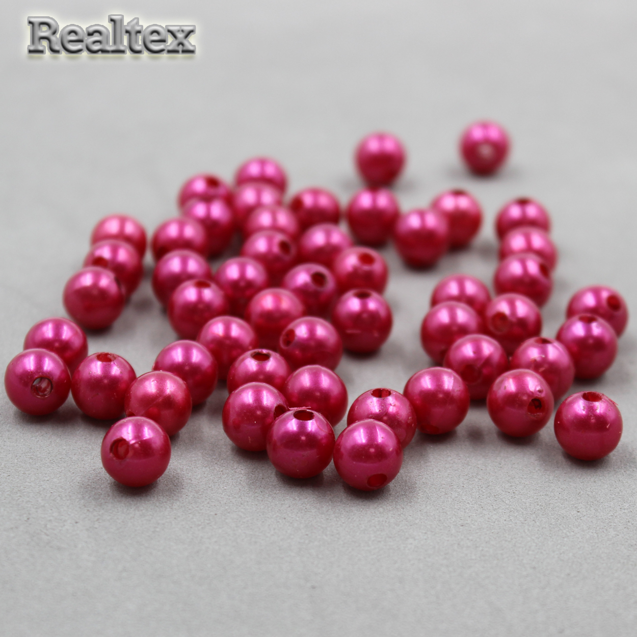 Бусины пластик Realtex 10мм под жемчуг (100гр) цв.А49 малиноаый