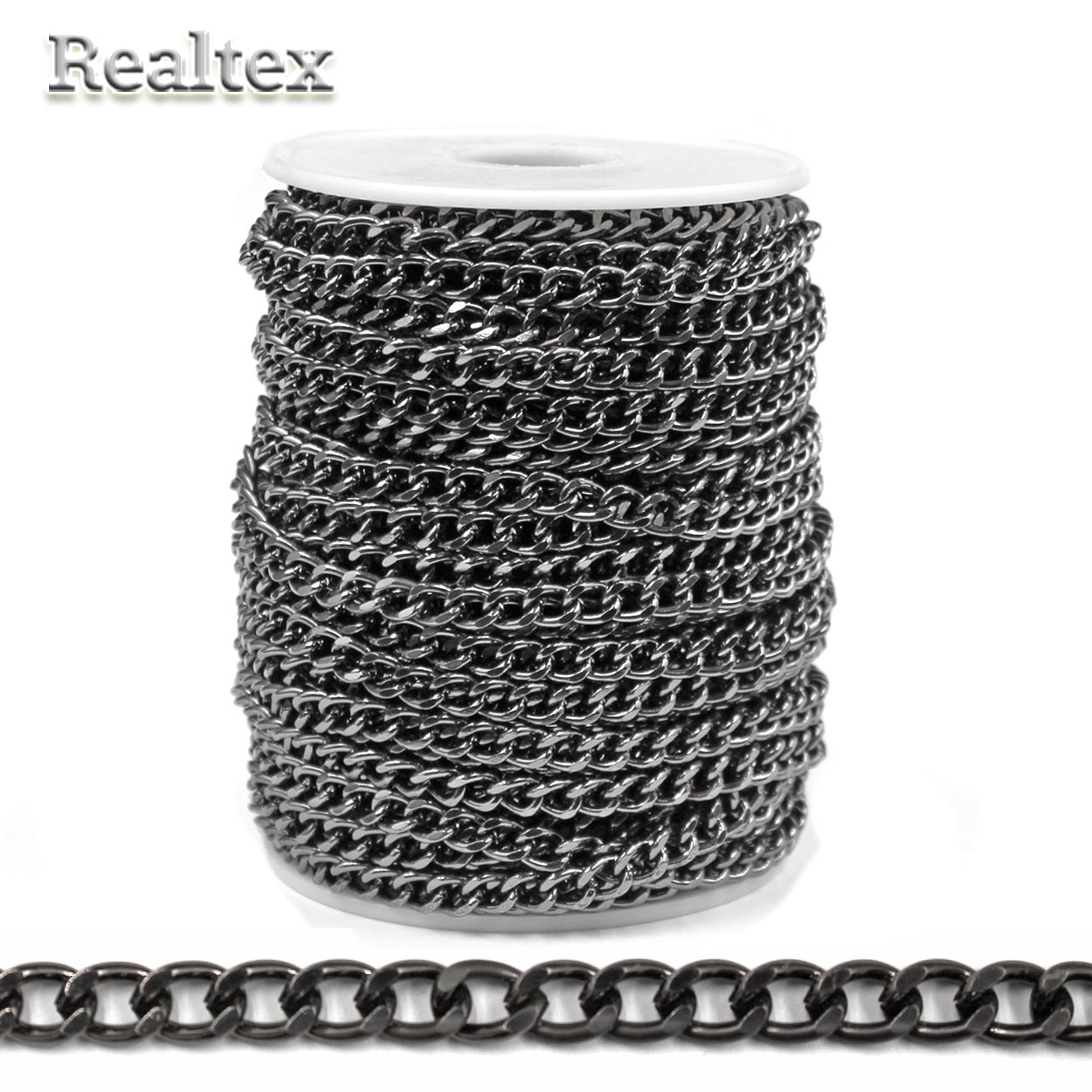 Цепочка декоративная RS B 5,5*7,5*1,4мм (25м) цв.черный никель 