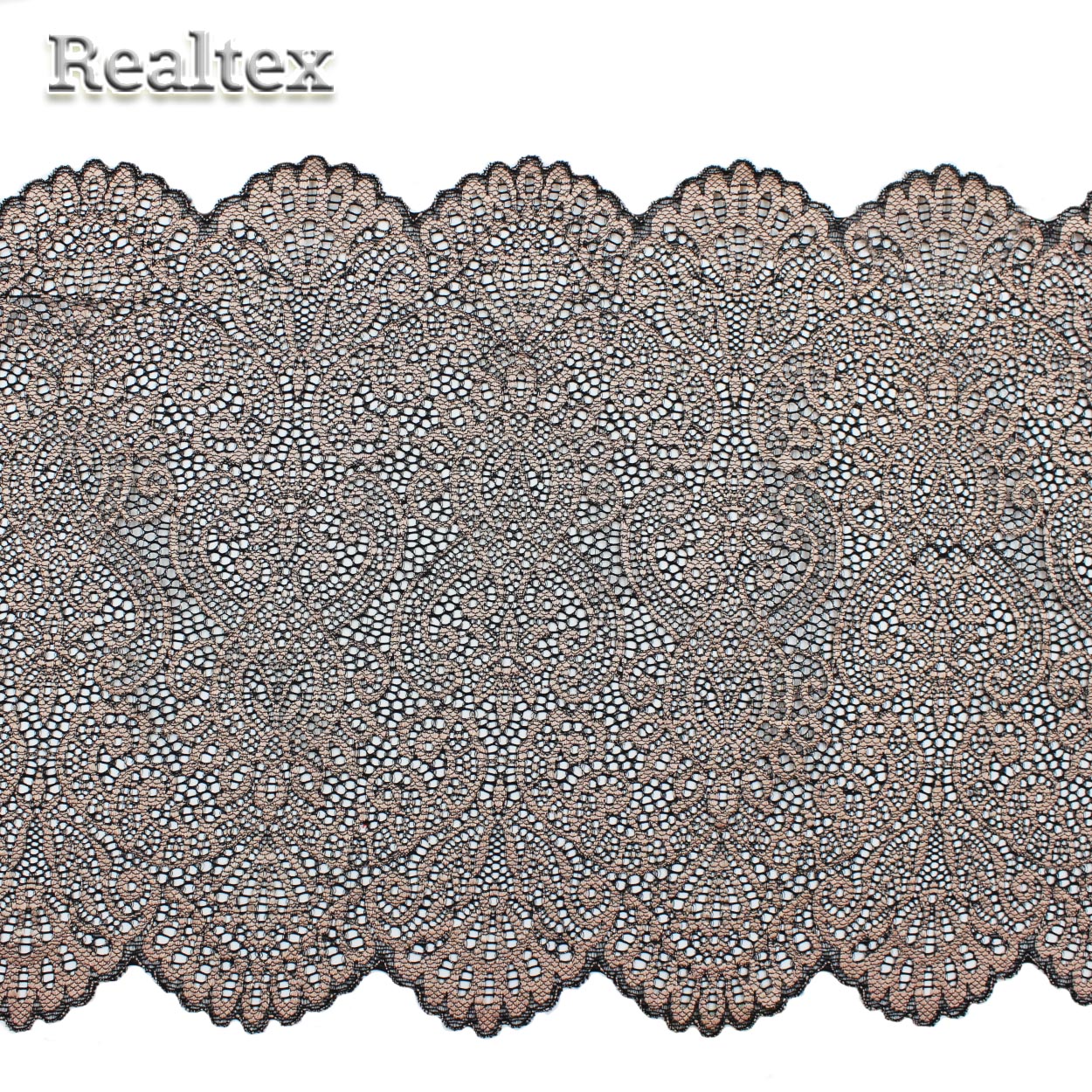 Кружево стрейч 225мм TBY 40992 цв.L30 кофес молоком + чёрный
