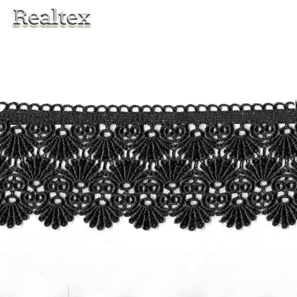 Кружево  гипюр  Realtex  75мм LF-541 цв.01 чёрный  