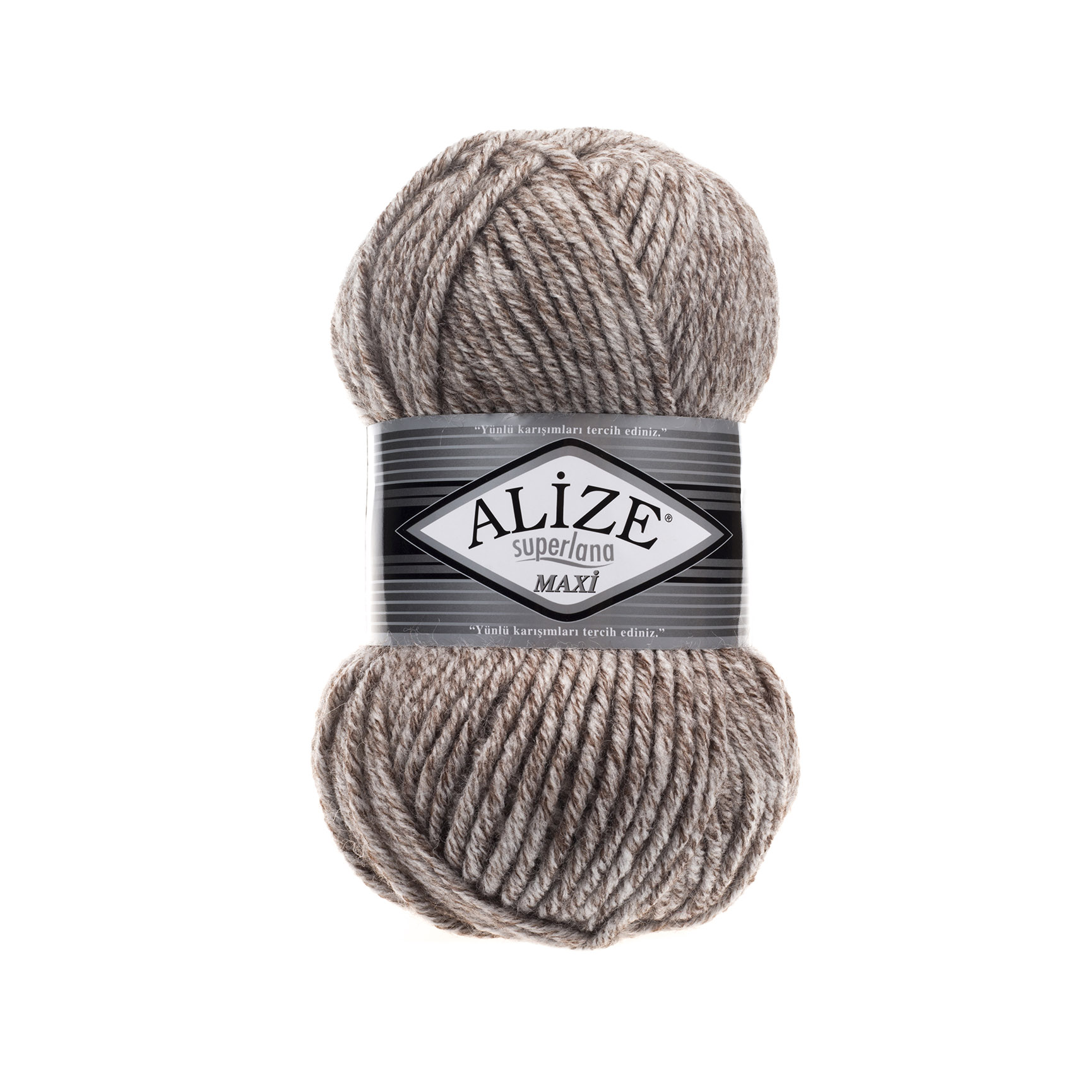 Пряжа Alize "Super Lana Maxi" (100гр) цв.803 молочно-коричневый меланж