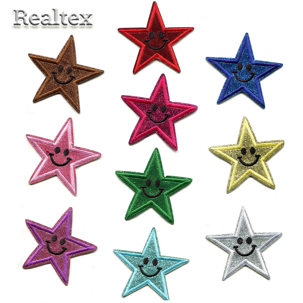 Термоаппликации детские RS 6381 "Звездочки" с глиттером цв.ассорти
