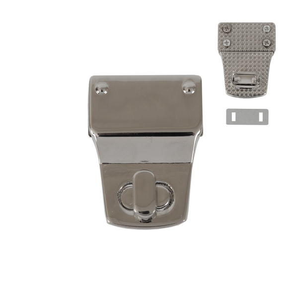 Замок портфельный поворотный 15724 цв.никель полированный