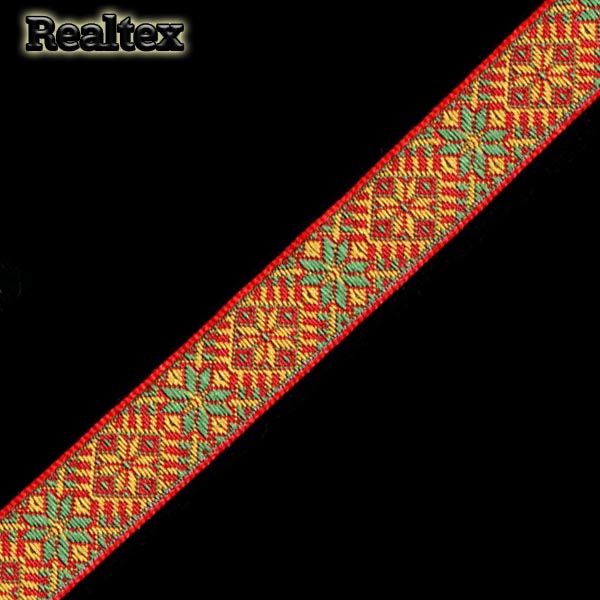 Тесьма жакардовая 18мм с1851г17 рис.9513 (25м) цв.красный/зеленый/желтый