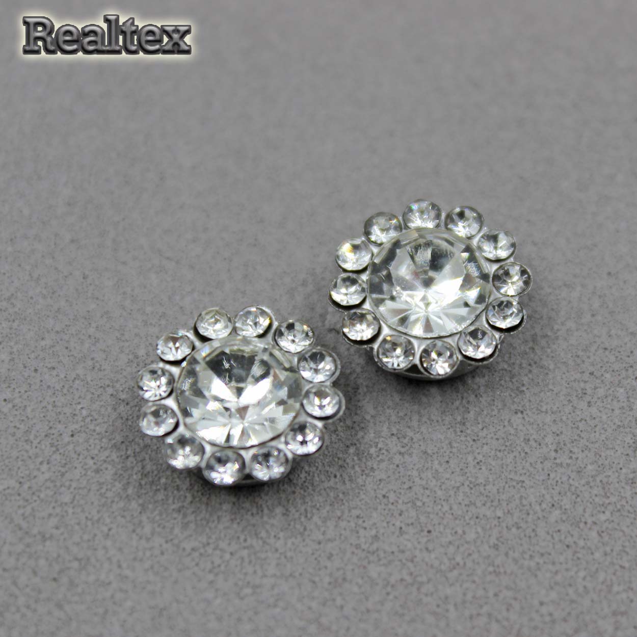 Стразы пришивные стекло в оправе Realtex "цветок" 8мм цв.01 Crystal