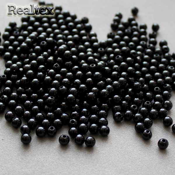 Бусины пластик Реалтекс  4мм (100гр) цв.002 черный