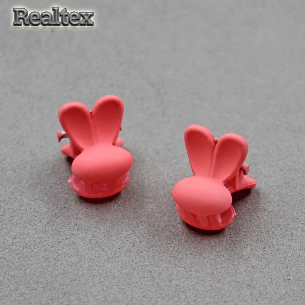 Заколка-краб мини 29552 "Зайка" (2шт) цв.ярко-розовый