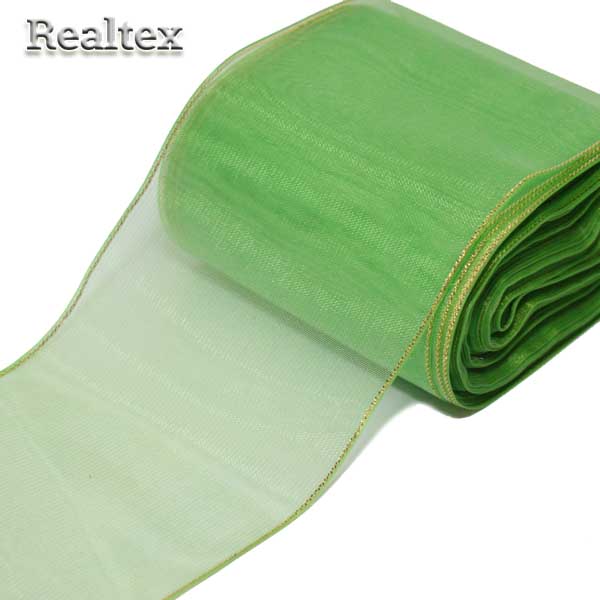 Лента капроновая 80мм "Органза-80" с метанитом с3651г17 цв.бл.салатовый