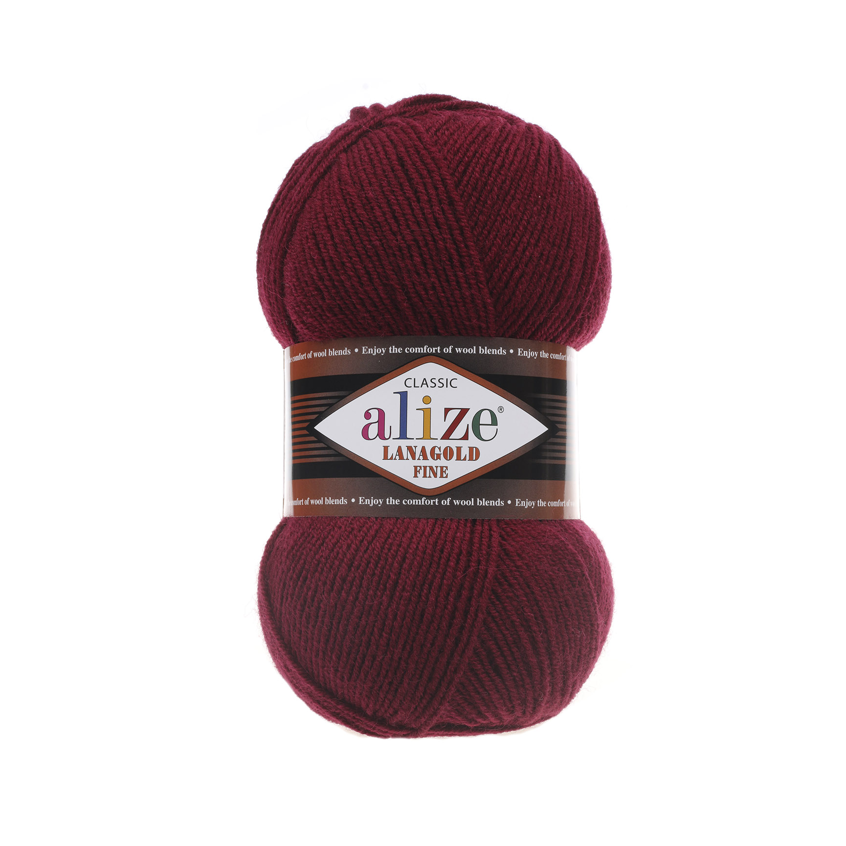 Пряжа Alize "Lana Gold Fine" (100гр) цв.057 бордовый