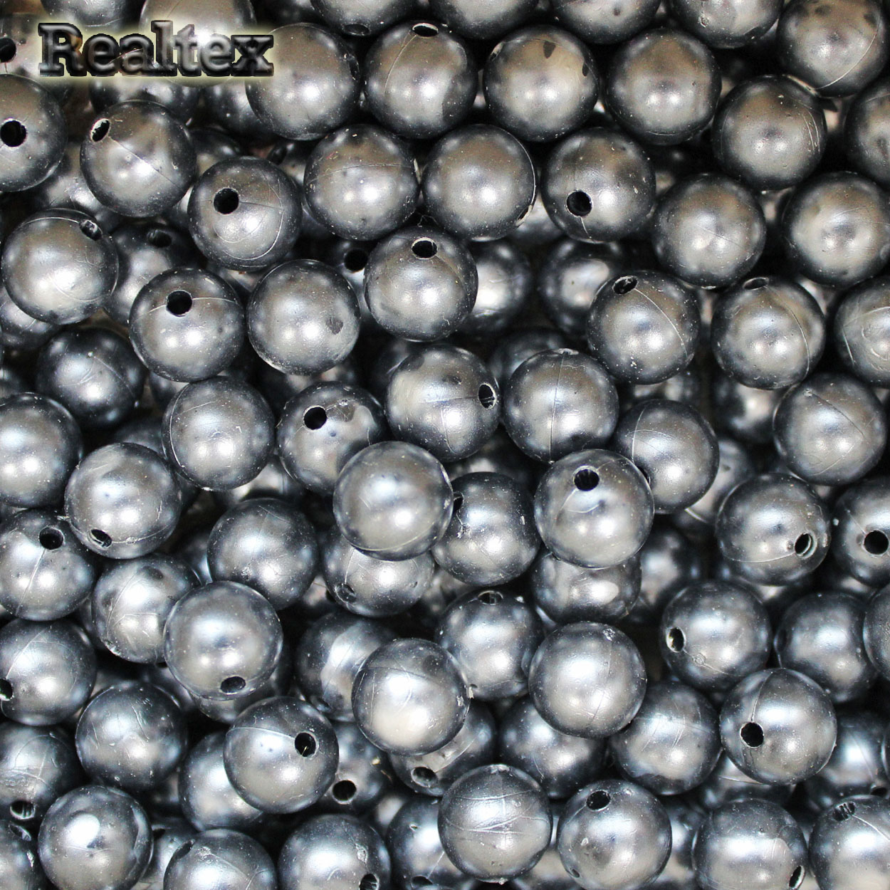 Бусины пластик Реалтекс 12мм под жемчуг (100гр) цв.А05 темно-серый
