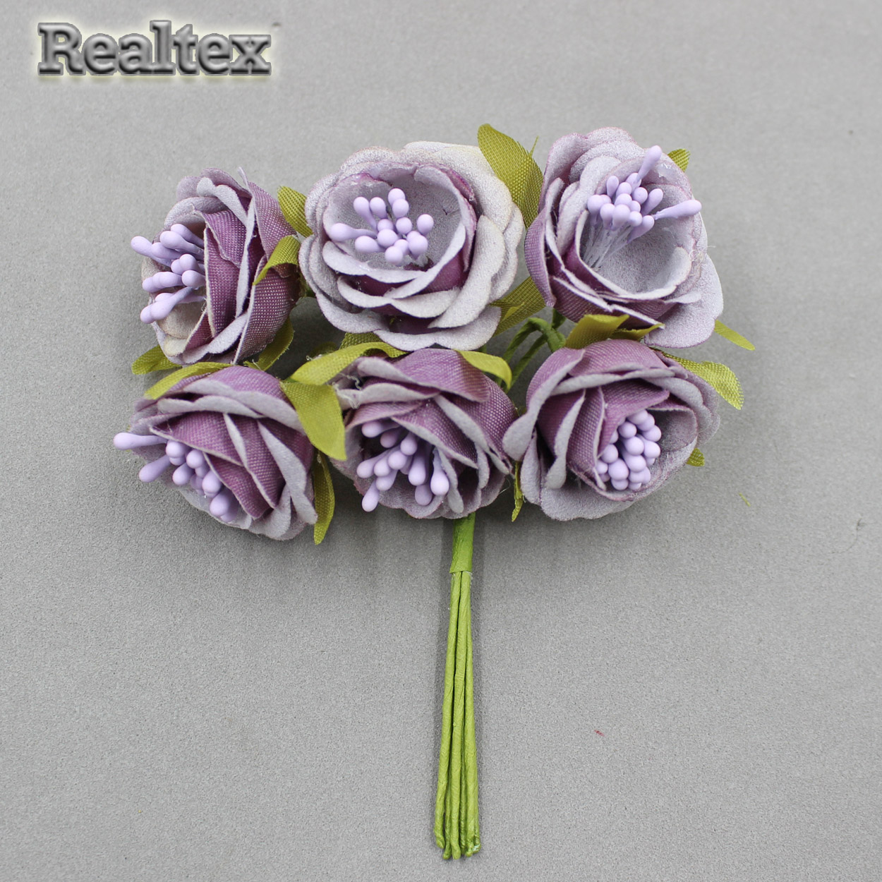 Декоративный букетик Realtex "Розочка пионовидная" TF-1923 35*115мм (1 букет.* 6шт) цв.сиреневый