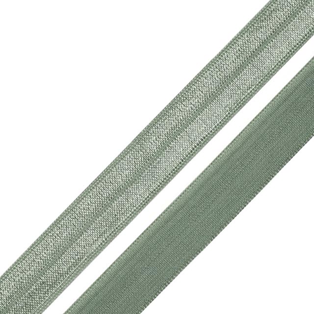Косая бейка стрейч блестящая 15мм (50м) цв.F324 серо-зелёный