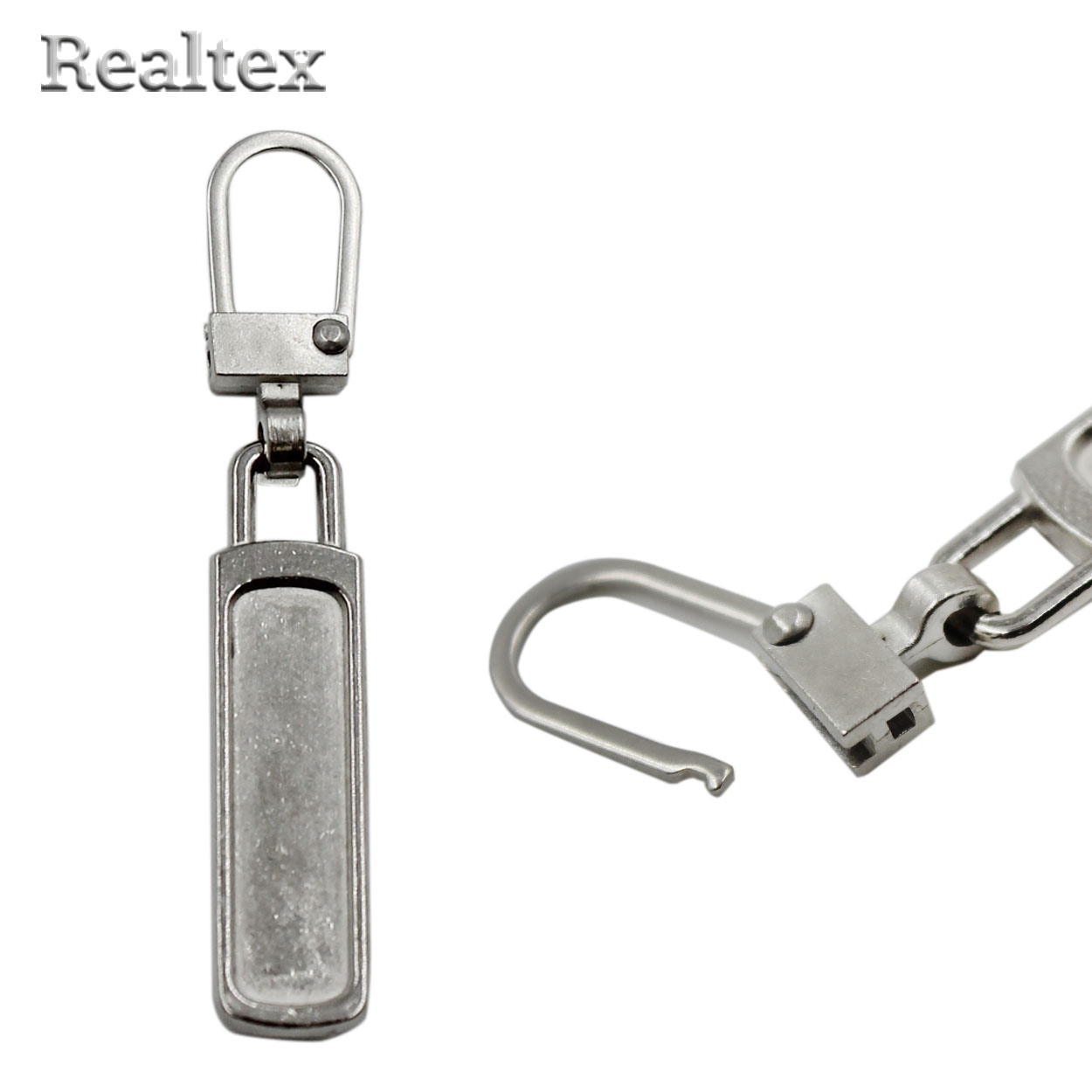 Пуллер для бегунка Realtex съемный, декоративный "Плоский" (25шт) цв.никель