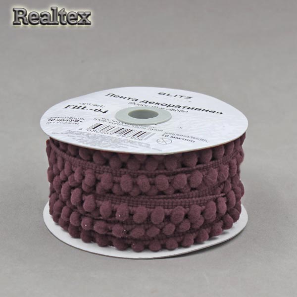 Тесьма декоративная FBL-04 10мм "Blitz" цв.098 тёмно-коричневый