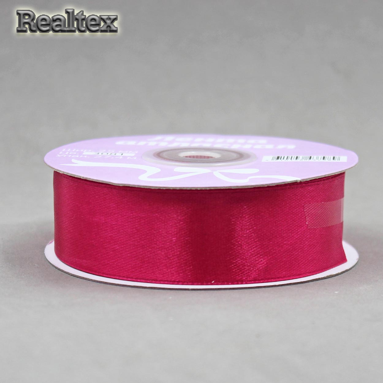 Лента атласная 25мм Realtex (27,4м) цв.3081 малиновый