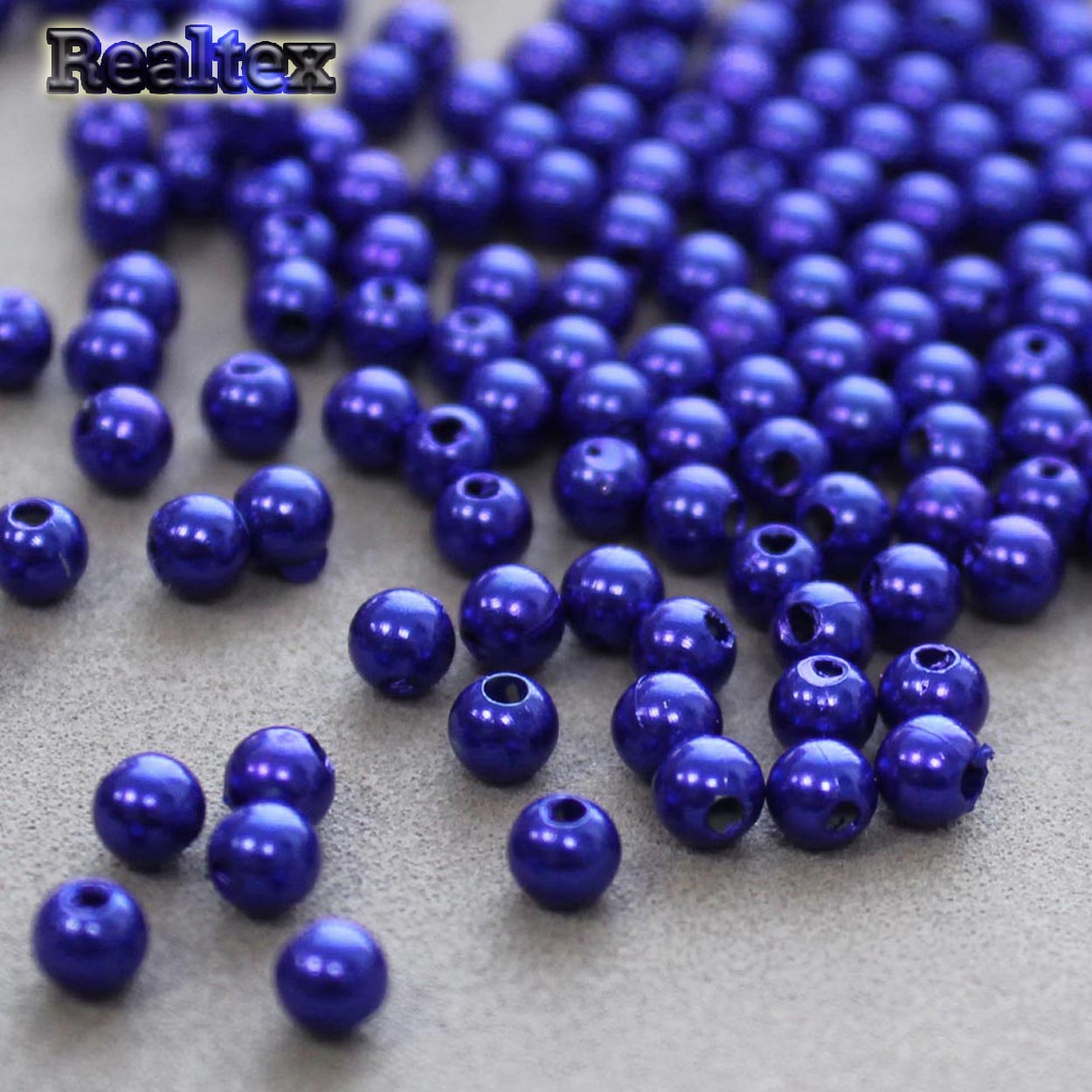 Бусины пластик Realtex  6мм под жемчуг (100гр) цв.А033 синий