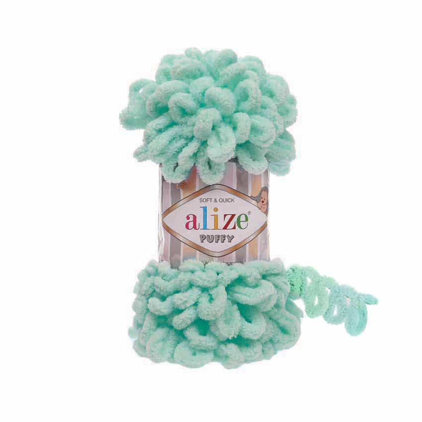 Пряжа Alize "Puffy" (100гр) цв.019 светло-бирюзовый