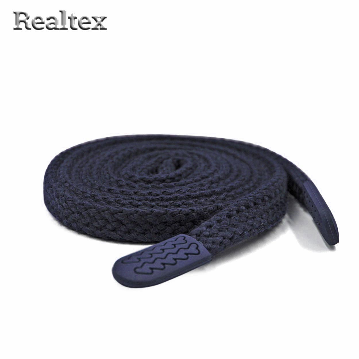 Шнур с наконечниками Realtex R- 4 плоский однотонный шир.12мм 140см (10шт) цв.темно-синий