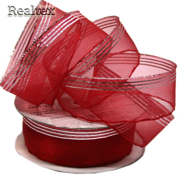 Лента капроновая 25мм ORT-25 "Blitz" цв.037 т.красный/серебро