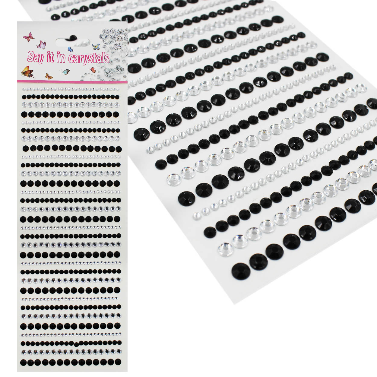 Стразы клеевые акриловые Realtex №2 (блистер) (640шт) цв.кристалл/черный