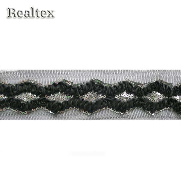 Тесьма с пайетками XDG 474 60мм цв.черный