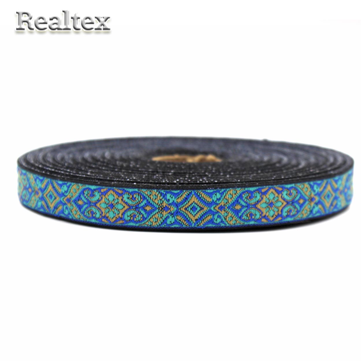 Тесьма жакардовая 18мм с1851г17 рис.9188 (25м) цв.бирюзовый