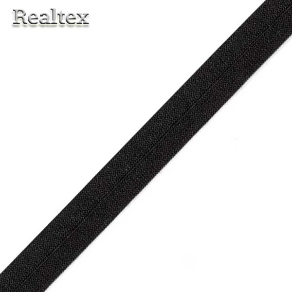 Косая бейка стрейч матовая Realtex 9120-015 (50м) цв.черный