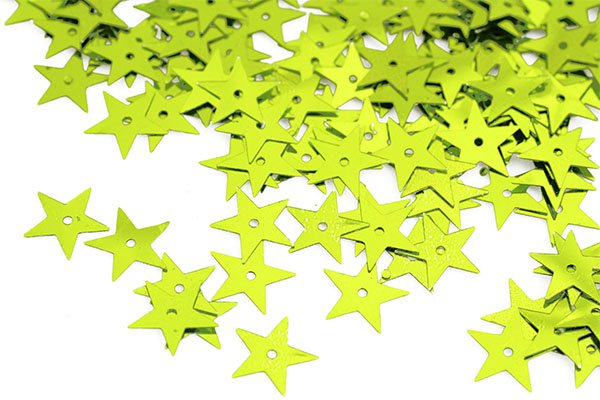 Пайетки россыпью TBY-FLK172 звёзды 13мм цв.010 салатовый