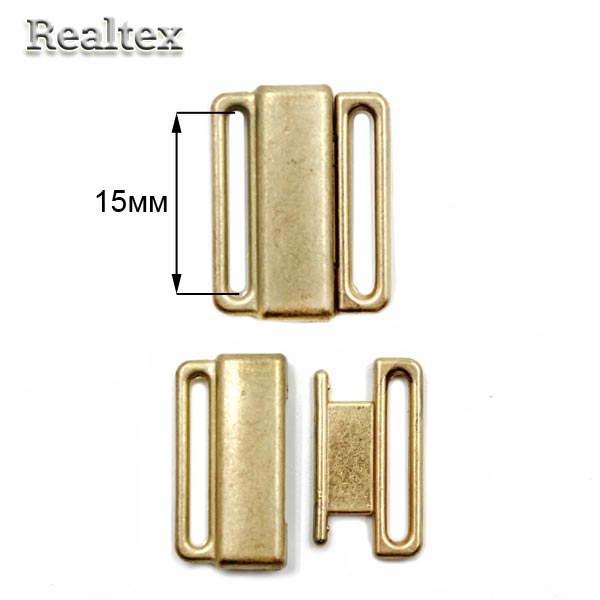 Застежка для купальника металлическая Реалтекс 15мм (25шт) цв.платина