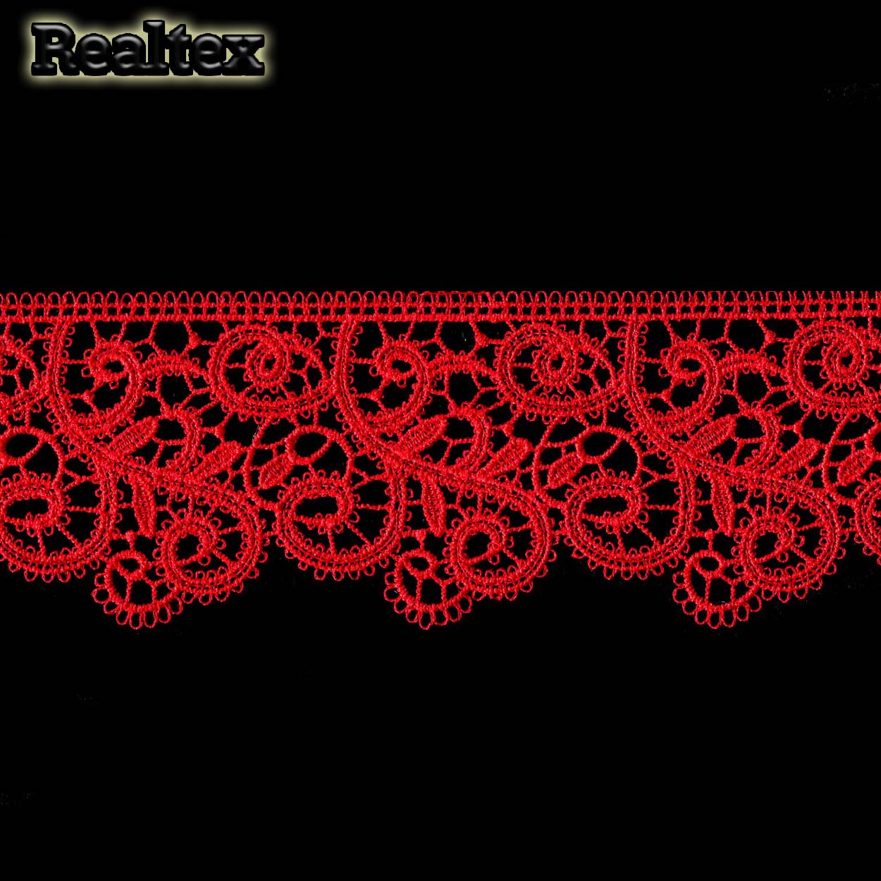 Кружево  гипюр  Realtex  60мм R-6510 (9,1м) цв.151 красный