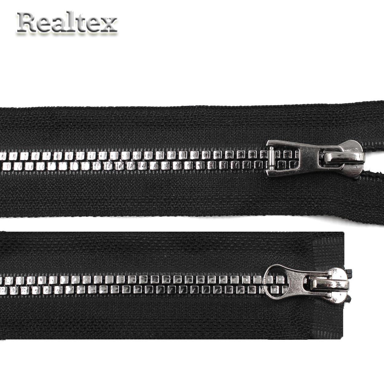 Молния трактор Realtex R-15 декоративная Т.5 2замка 100см разъемная (шашечки) цв.черный/черн.никель
