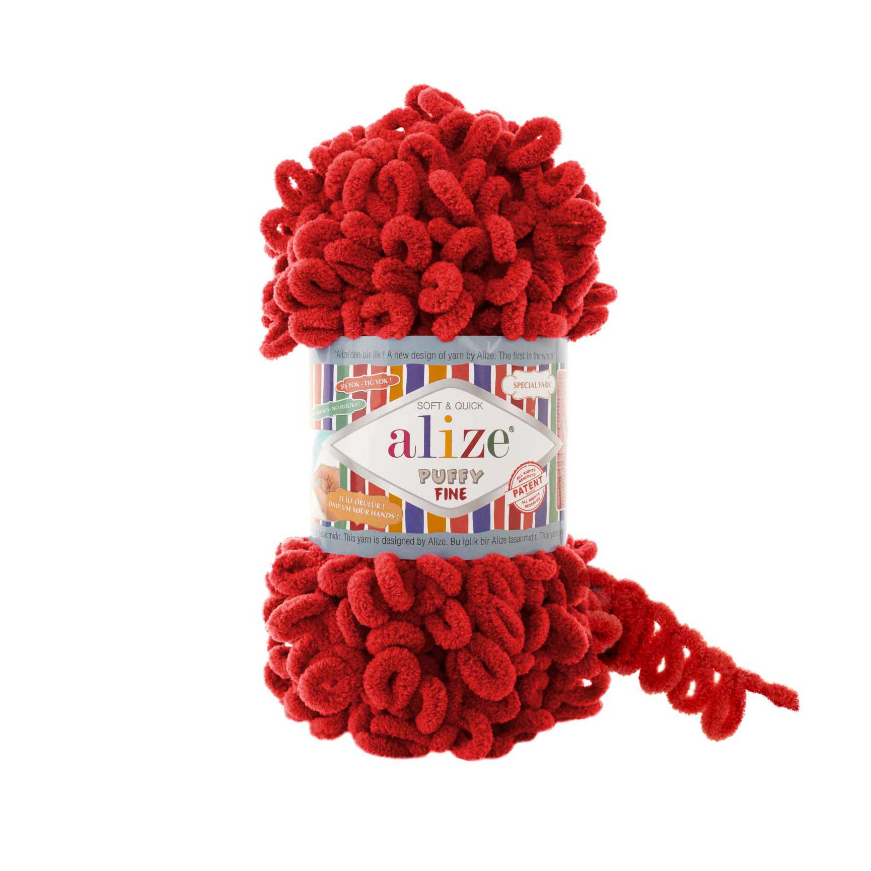 Пряжа Alize "Puffy Fine" (100гр) цв.056 красный