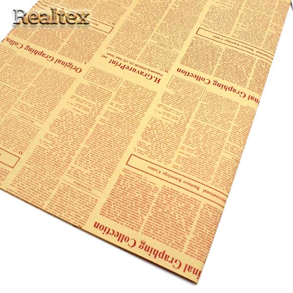 Бумага декоративная  Реалтекс R-11 газетная "Мелкий шрифт" (10шт) цв.красный