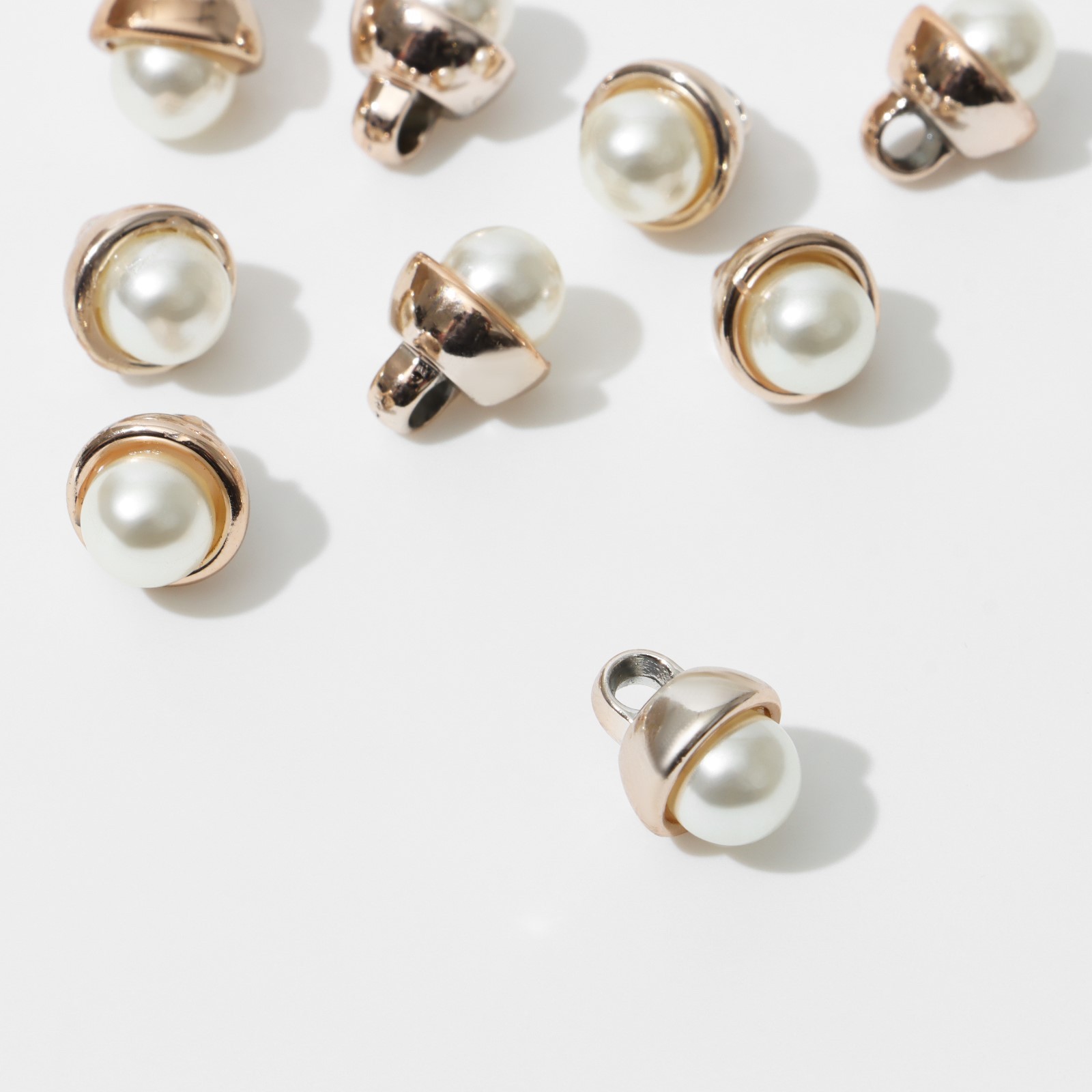 Концевик-подвеска 9908457 "Жемчуг" колокольчик (10шт)  цв.белый в золоте