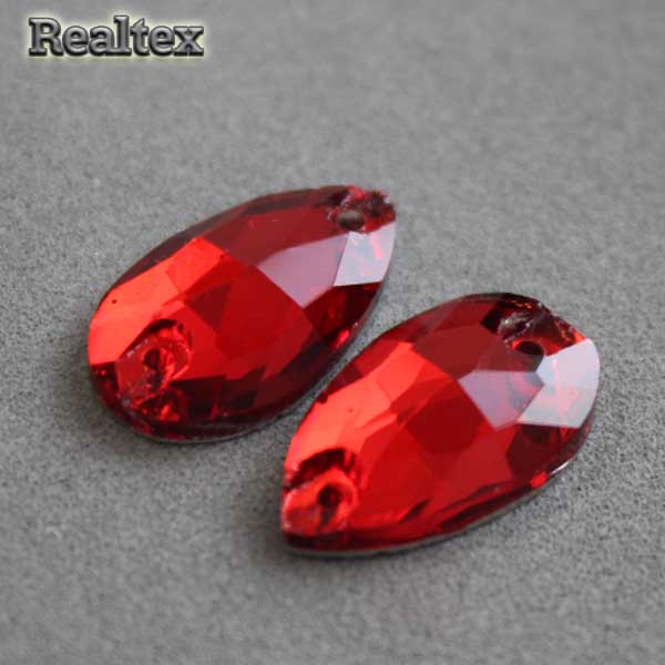 Стразы пришивные стекло капля 16*25мм Realtex цв.07 Red