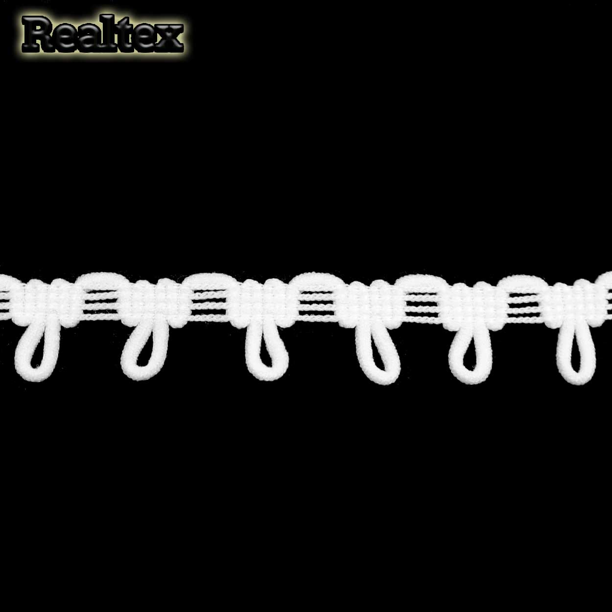 Тесьма с эластичными петлями Realtex 15мм 9370 цв.белый
