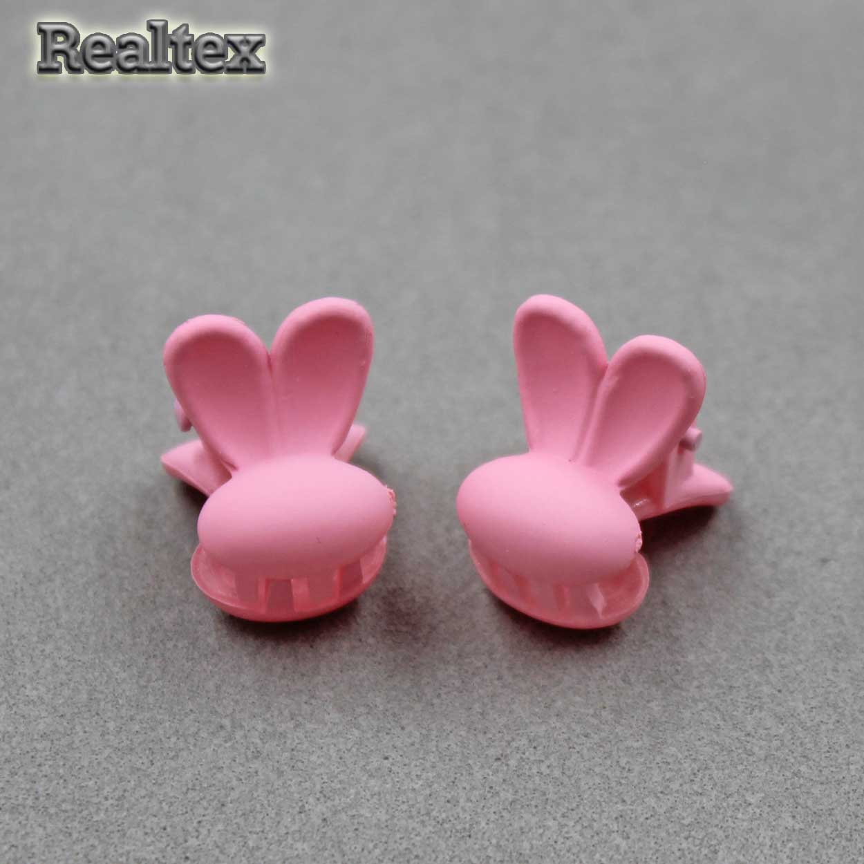 Заколка-краб мини 29552 "Зайка" (2шт) цв.светло-розовый