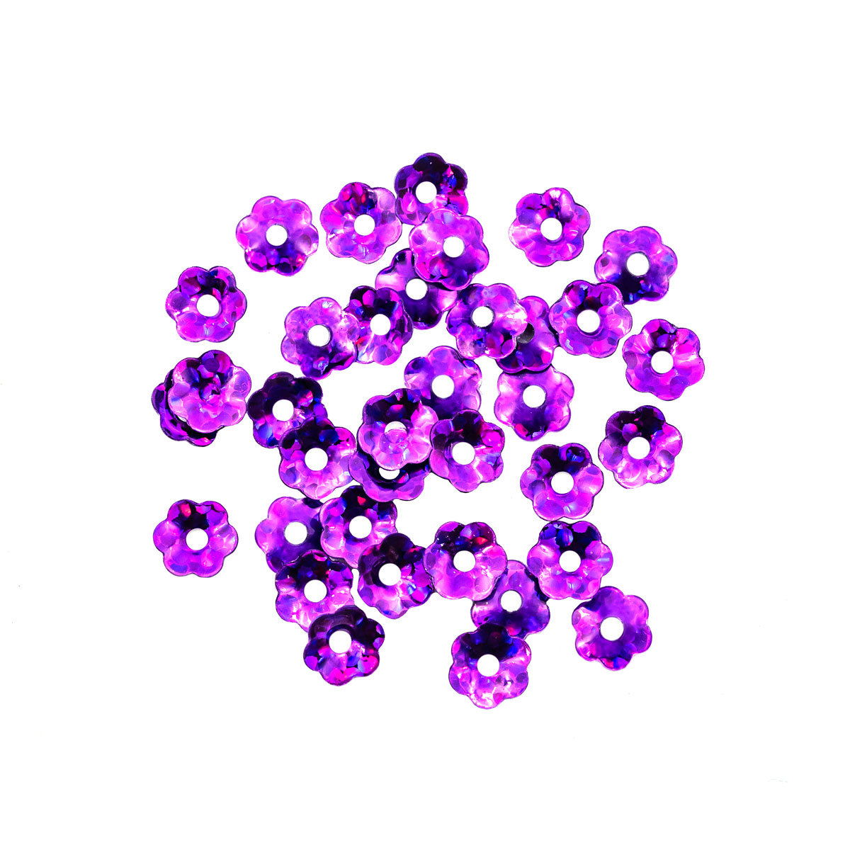 Пайетки "Астра" (10гр) "цветочки объёмные 387" 5мм цв.50127 сиреневый голограмма 