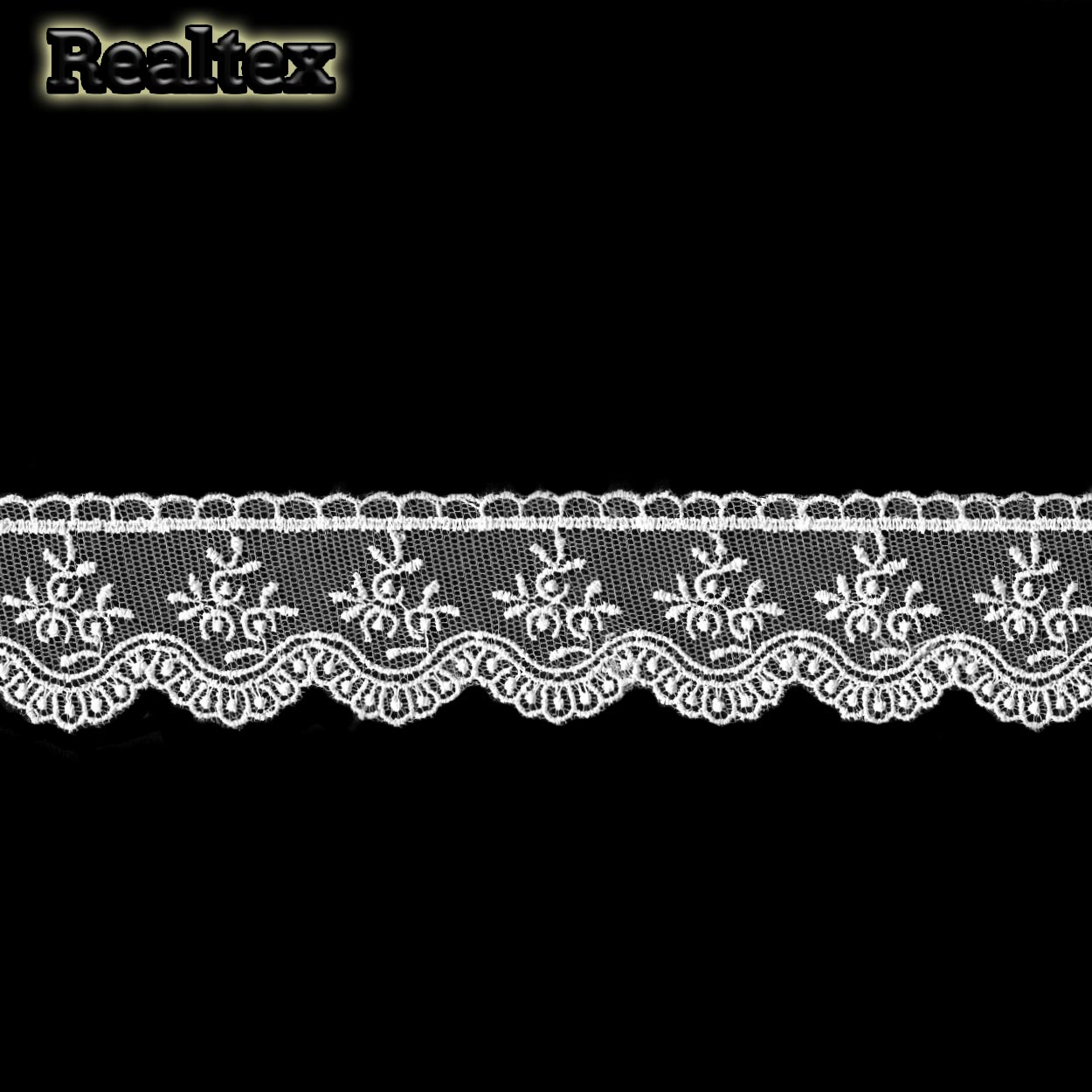 Кружево Реалтекс на сетке  40мм 4BE4013 (12м) цв.белый