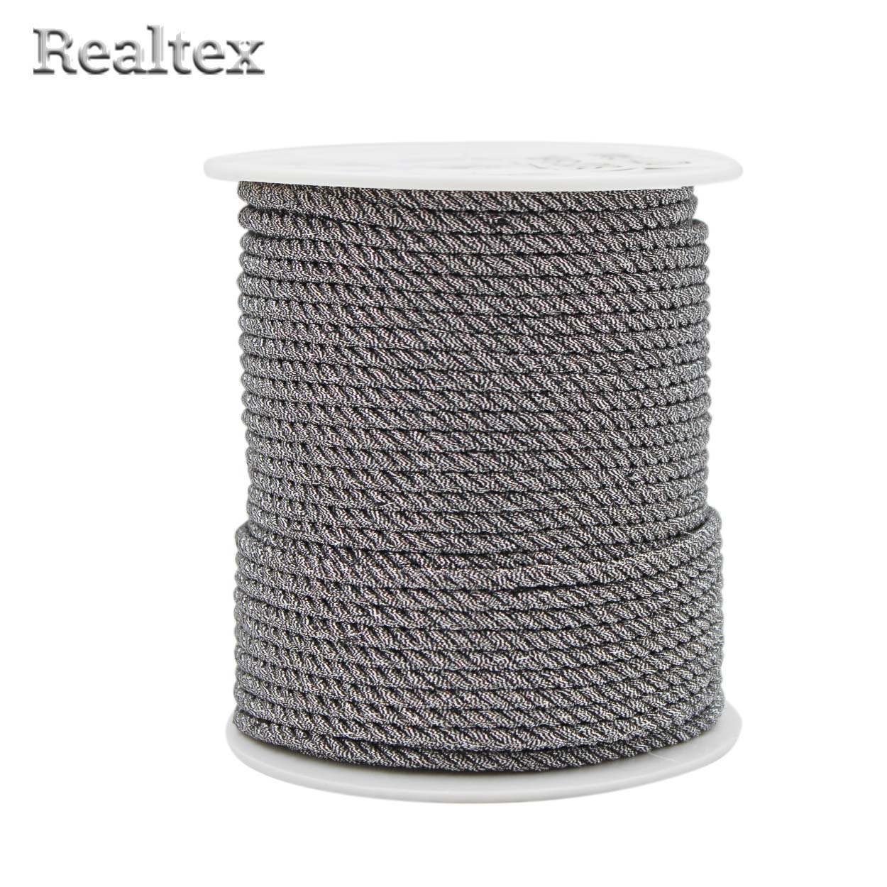 Шнур люрекс Realtex 3мм цв.черное серебро 
