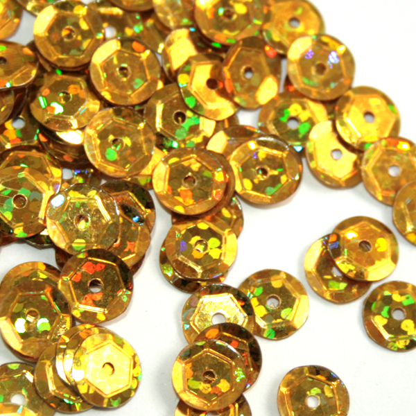 Пайетки "Астра" (10гр) "граненые" 6мм цв.A20 золото голограмма