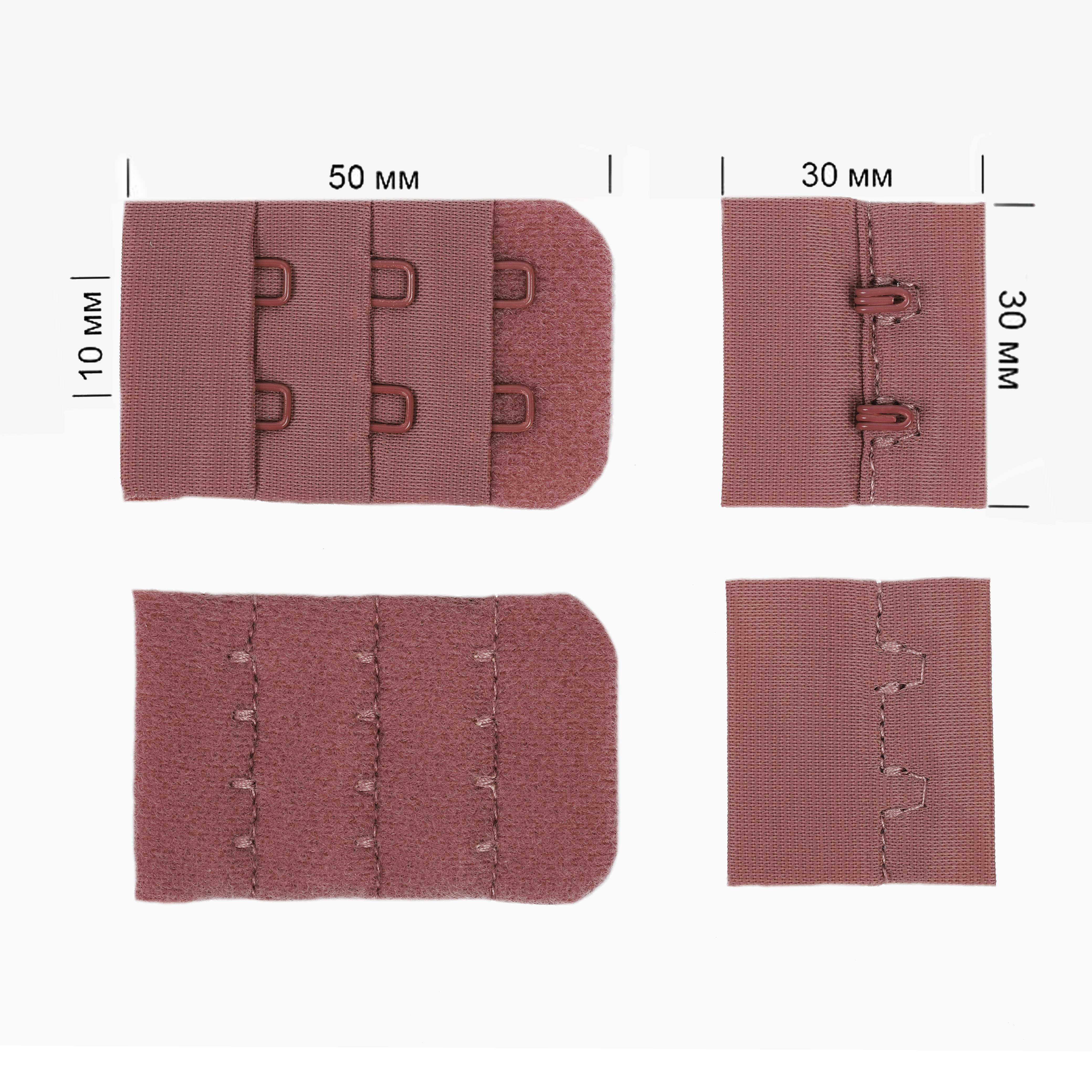 Застежка-крючки TBY 3х2 3см (10шт) цв.L885 кофейно-розовый 