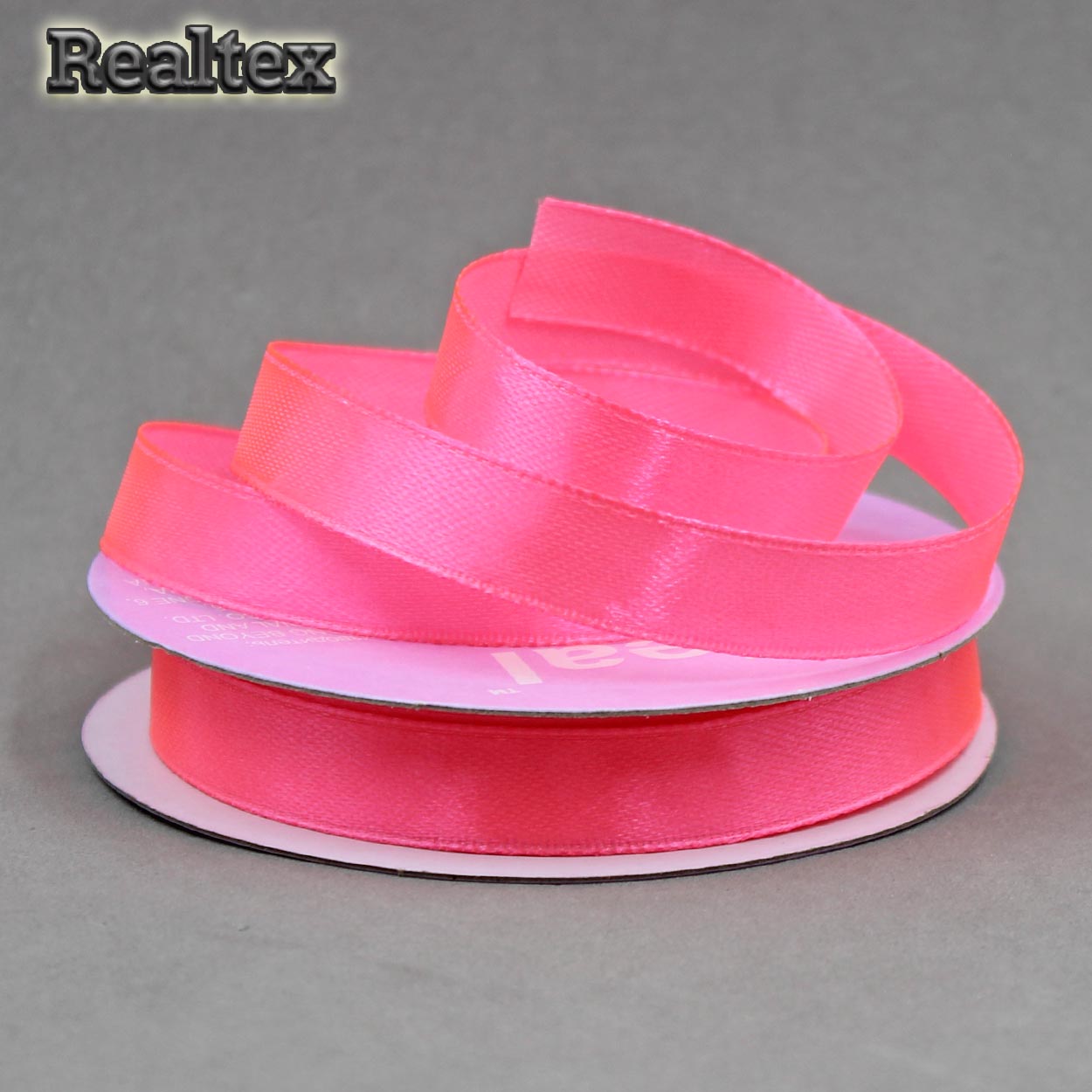 Лента атласная 12мм Realtex (27,4м) цв.3079 яр.розовый